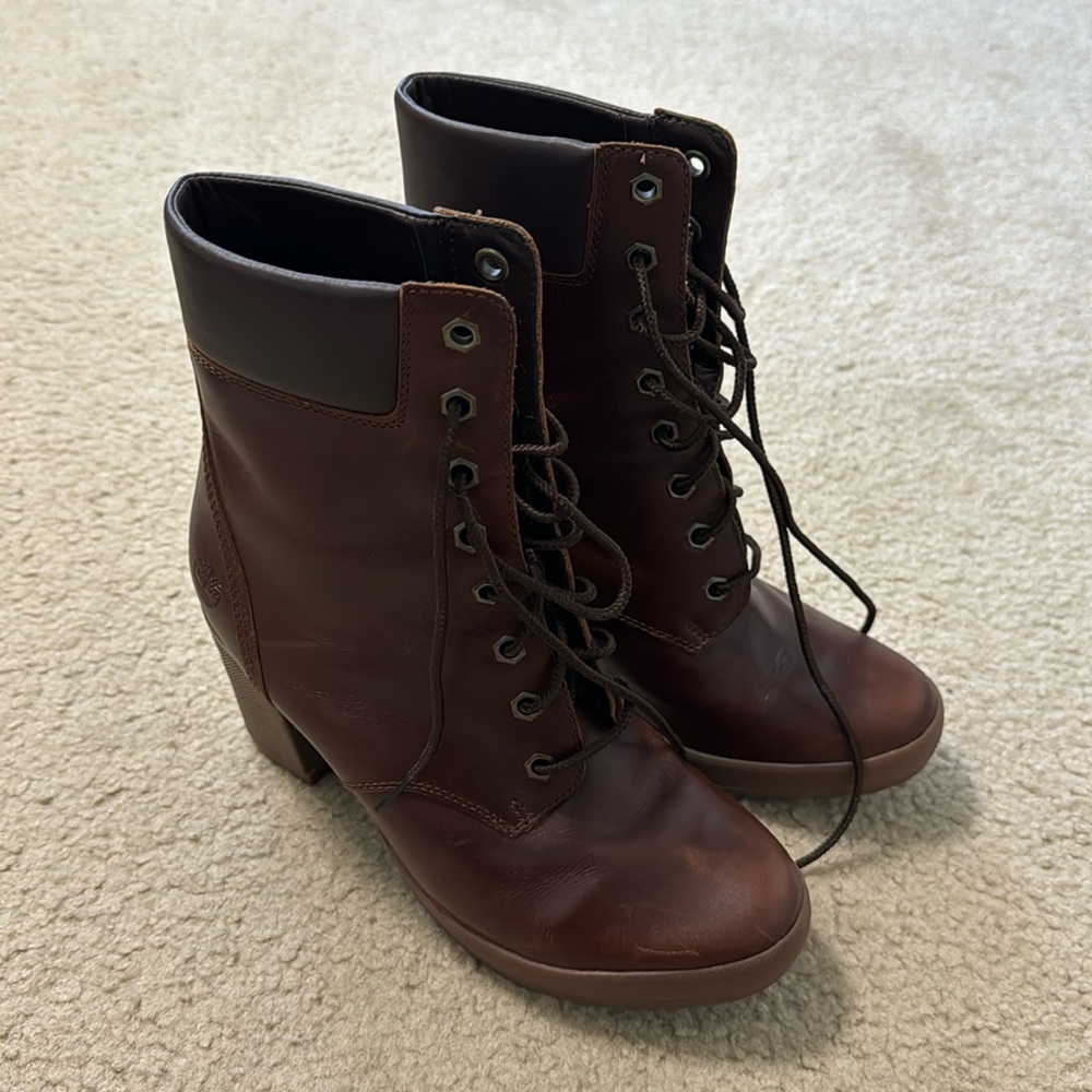 Brown Leather Lace-Up Ankle Boots